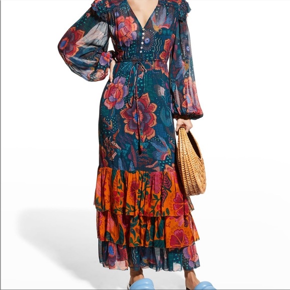 NWT Farm Rio Teal River Creatures Mixed Maxi - Picture 1 of 11